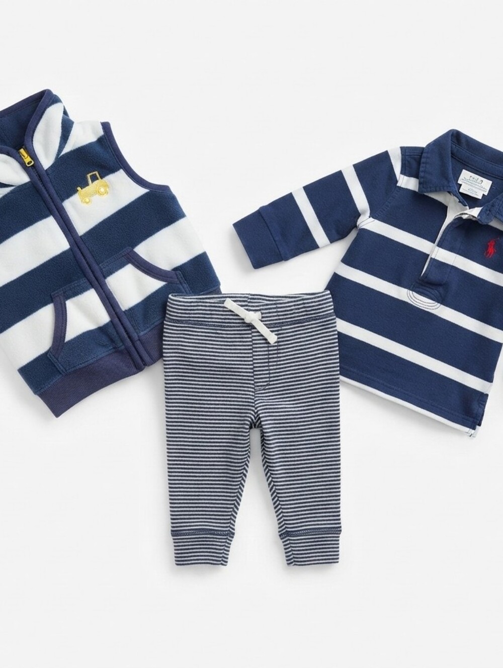 3M Striped Navy and White Kids Outfit Set